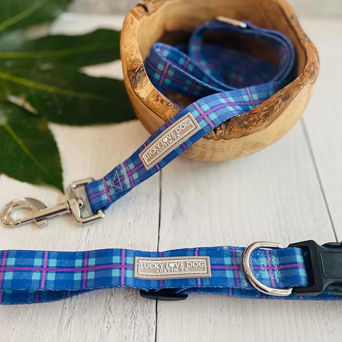Lucky Love Dog Patterned Dog Collar & Leash - Adjustable, Durable, Soft Webbing, & Comfortable Dog Collar & Leash Set for Male and Female Dogs - in Scotty Pattern with Strong Buckle, X-Small Size
