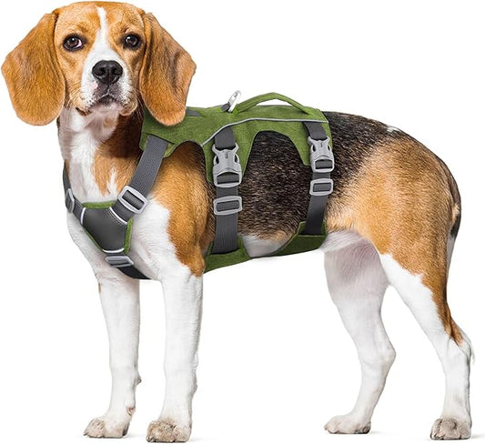 Dog Harness Medium Sized Dog Escape Proof Dog Harness with Handle, Reflective Dog Vest, Breathable Soft Full Body Pet Harness for Walking, Training (Green, M)