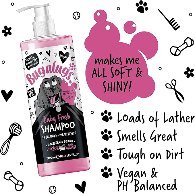 Baby Fresh Dog Shampoo 16.85 FL Oz - Grooming Product for Smelly Dogs With Baby Powder Scent - Best Puppy Shampoo, Conditioner, Vegan and Professional Pet Shampoo