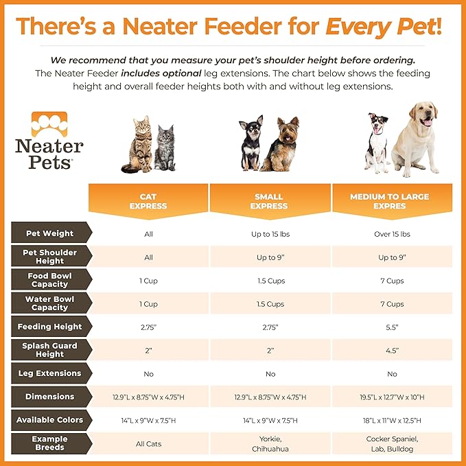 Neater Feeder - Express Model - Mess-Proof Dog Bowls (Medium/Large, Almond) – Made in USA – Elevated, No Spill, Non-Tip, Non-Slip, Raised Stainless Steel Food & Water Pet Bowls