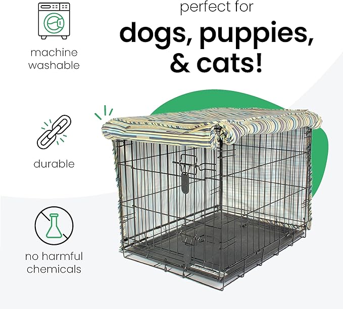 Molly Mutt I Don't Like Mondays Dog Crate Cover, 100% Cotton Canvas Cover with 2 Roll-Up Panels, Ideal for Dog or Cat Crate, Durable, Washable, and Free of Harmful Chemicals, 42" x 28" x 31"