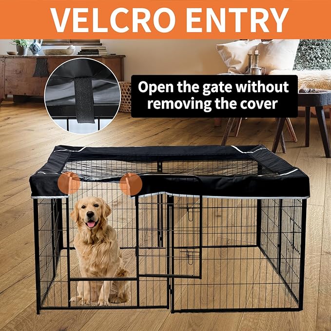 PJYuCien Square Top Cover - Fits 8 Panels 24 Inch Width Metal Dog Fence Dog Playpen (Note: Only PlayPen Top Cover, NO PLAYPEN!!!)…