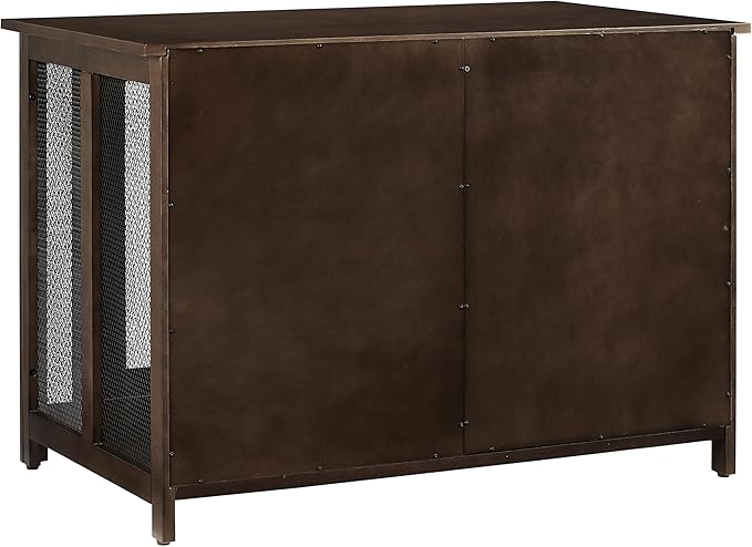Crosley Furniture Dane Credenza Console Table Dog Crate Kennel for Pets, Brown