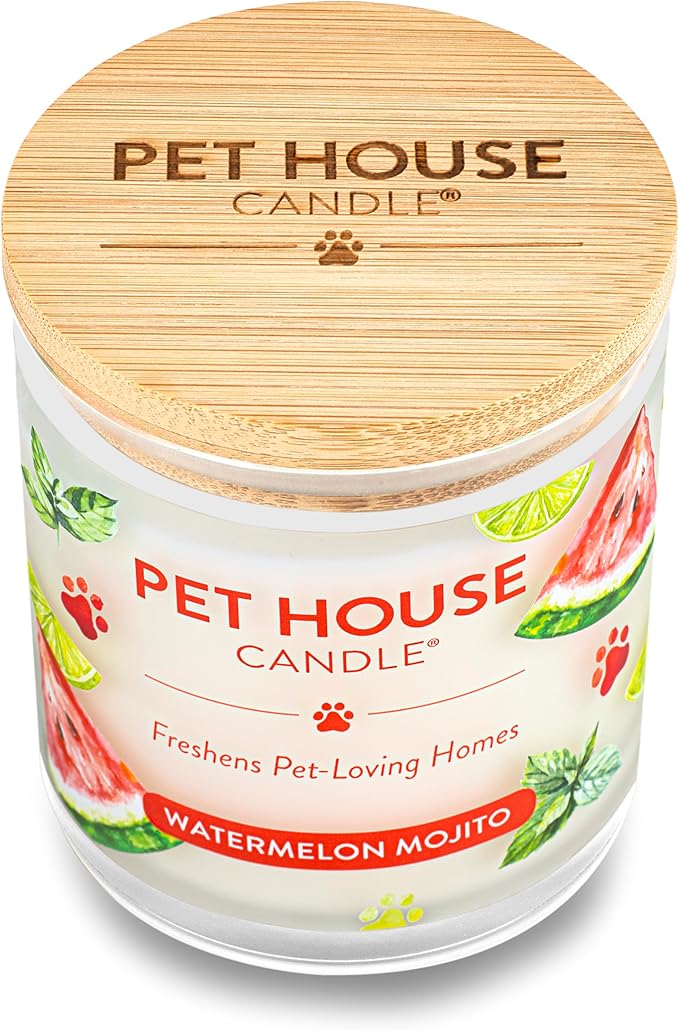 Pet House 9 oz Watermelon Mojito Scented Pet Odor Candle, Clean Burning, Long Lasting, Plant Based Spring, Summer Scented Soy Candle, 60 Hour Burn Time