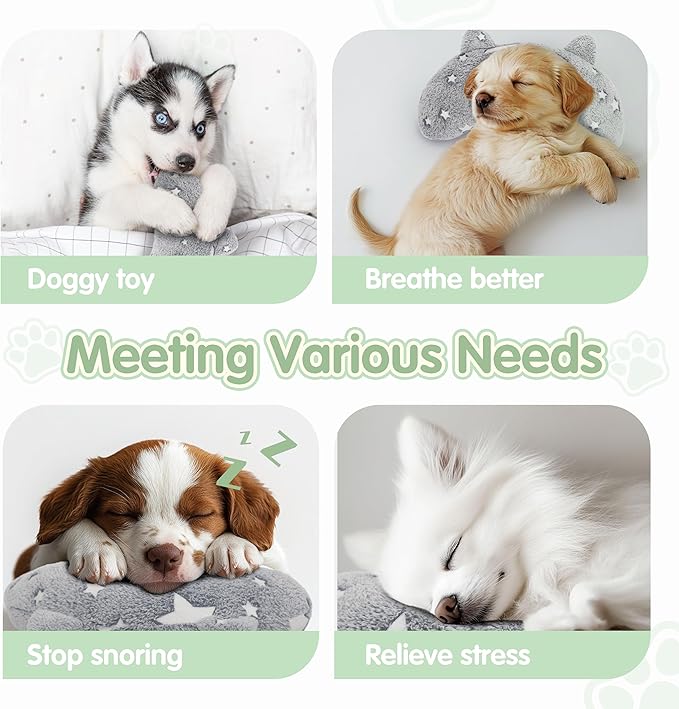 Dog Pillows for Medium Dogs, Glow in The Dark Soft Dog Neck Pillow, U-Shaped Pillow for Cat and Dog, Machine Washable Dog Toy & Dog Birthday Gift (Glow Grey, M)