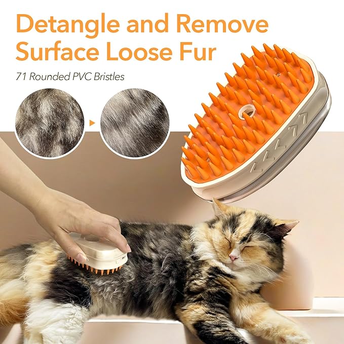 4-in-1 Pet Steam Brush, Nano Steamy Brush for Shedding, Hair Remover, Built-in Wood's Lamp, Dog Detangler Spray Dematting Brush, Cloud Care Water Brush for indoor Cats & Dogs (UV)