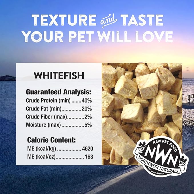 Northwest Naturals Raw Rewards Freeze-Dried Whitefish Treats for Dogs and Cats - Bite-Sized Pieces - Healthy, 1 Ingredient, Human Grade Pet Food, All Natural - 10 Oz