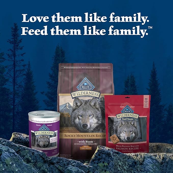 Blue Buffalo Wilderness Rocky Mountain Recipe High-Protein Large Breed Adult Dry Dog Food, Made in The USA with Natural Ingredients Plus Wholesome Grains, Bison, 22-lb. Bag