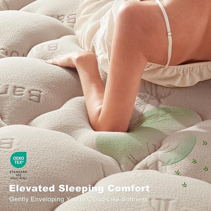 BEDLORE California King Mattress Topper Viscose Derived from Bamboo, Thick Pillow Top Mattress Pad with Stretchable Pockets for 6"-18" Mattress, Soft Mattress Topper for Back Pain Relief(Beige)