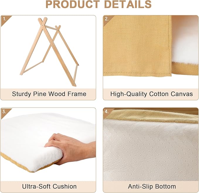 Pet Teepee with Thick Cushion, Portable Dog House Tipi Bed Pet Tents for Small Dogs Puppy and Cats, 24 * 22 in