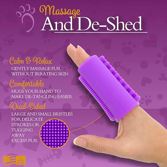 MiMu Silicone Pet Brush - Purple Deshedding Brush for Routine Deep Cleaning and Massaging Wet or Dry Dog Shedding Tool