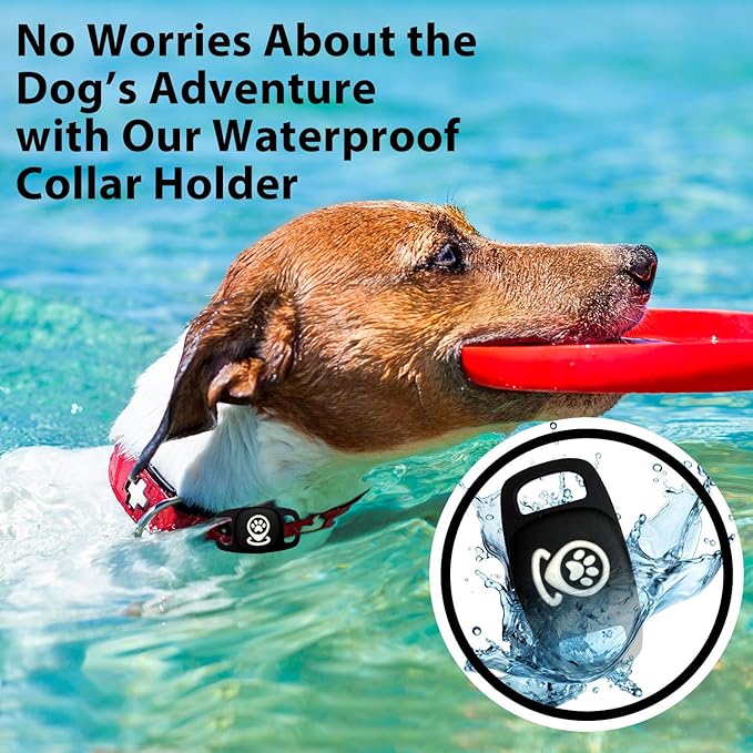 Pet Tracker for Dog, Dog Tracker Smart Pet Location Tracker with Holder, Personalized Smart Item Finder, MFi Certificated Dog Tracking Device, No Monthly Fee, Works with Find My(iOS Only) (Black Case)