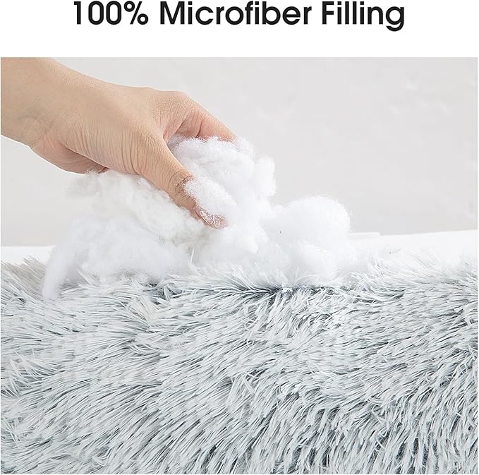 HOMBYS 25" Length Dog Pillows for Large and Medium Dogs, Soft Faux Fur Claming Dog Nek Pillow for Improving Anxiety Reduce, Machine Washable Pet Pillow for Cats, Plush Pet Toy (Light Grey, 25"x8"x4")