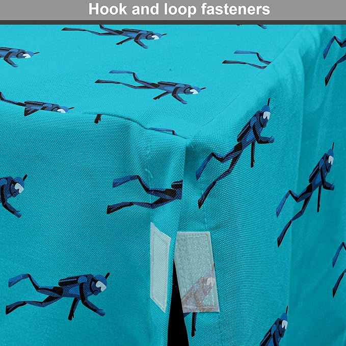 Lunarable Scuba Dog Crate Cover, Repeating Diving Man Nautical Pattern, Easy to Use Pet Kennel Cover for Medium Large Dogs, 42 Inch, Sea Blue Night Blue