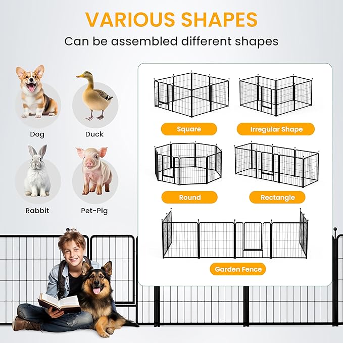 Dog Playpen 40 Inch 16 Panels, Ideal Dog Fence for Small/Medium/Large Dogs Indoor & Outdoor Bliss, Perfect Dog Pen for Camping, Yard, RV, Garden Fence, Black