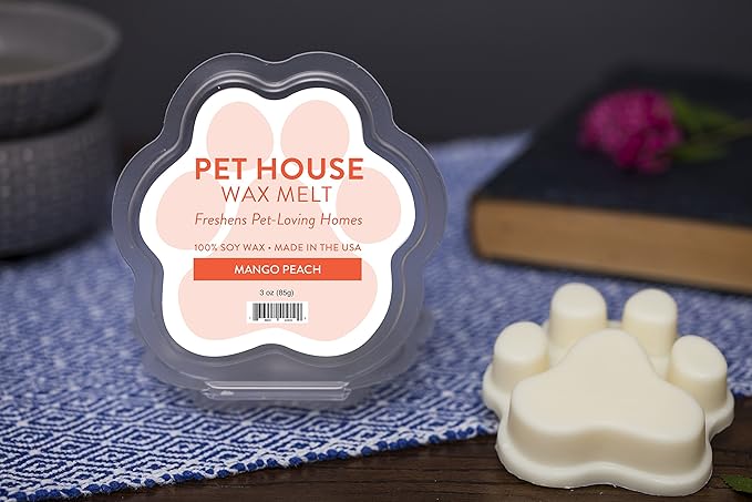 One Fur All Pet House Wax Melts - Mango Peach Pack of 2 - Odor Eliminating, Long-Lasting Scented, Pet-Friendly, Natural