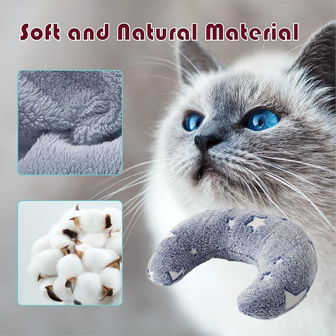 Pillow for Cats, Small Dog Neck Pillow Soft Fluffy Pet Calming Toy Half Donut Cuddler, U-Shaped Pillow for Pet, Joint Relief Sleeping Improve (Small, Blue)