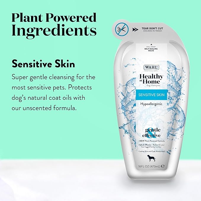 Wahl Professional Animal Healthy at Home Dog Shampoo - Plant Powered Grooming Shampoo - Sensitive Skin