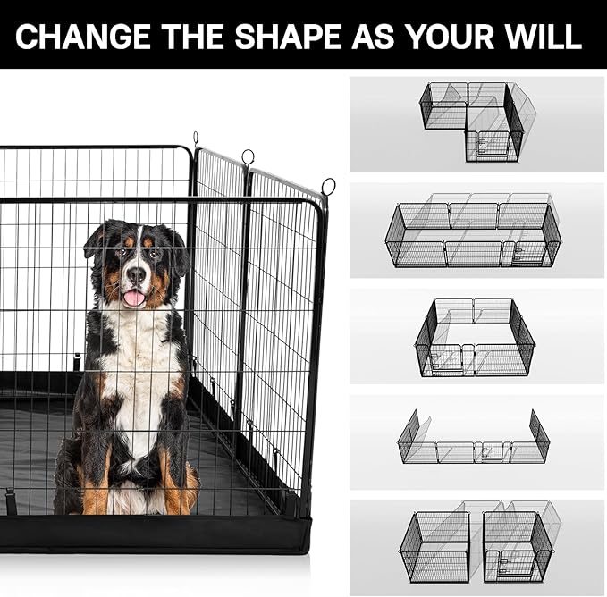PJYuCien Dog Playpen Plus Storage Bag，24" H 8 Panels Puppy Pen with Square Bottom,Heavy Duty Dog Fence for Puppies/Small Dogs