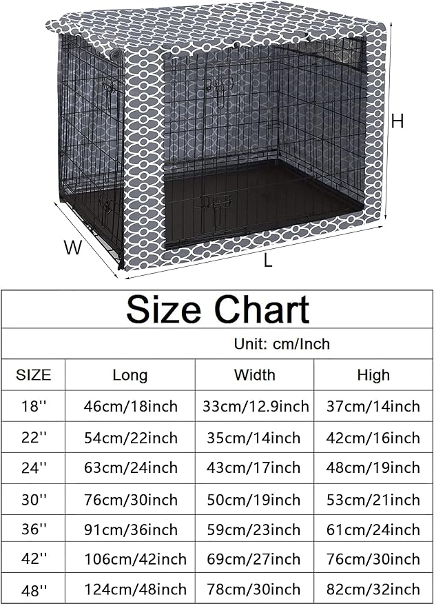 Pethiy Dog Crate Cover Durable Polyester Pet Kennel Cover Universal Fit for Wire Dog Crate - Fits Most 30 inch Dog Crates - Cover only-Gray-30