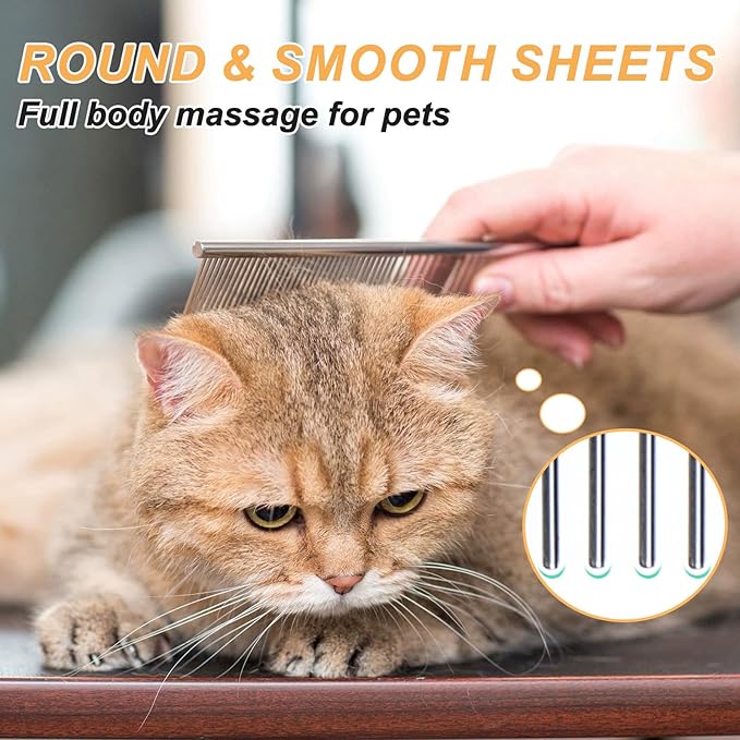 4 PCS Flea Combs Metal Comb for Dogs Tick Comb for Dogs Fine-Tooth Stainless Grooming Massage Combs Puppy Stainless Steel Pets Grooming Kit for Removing Mats Knots Loose Fur from the Undercoat