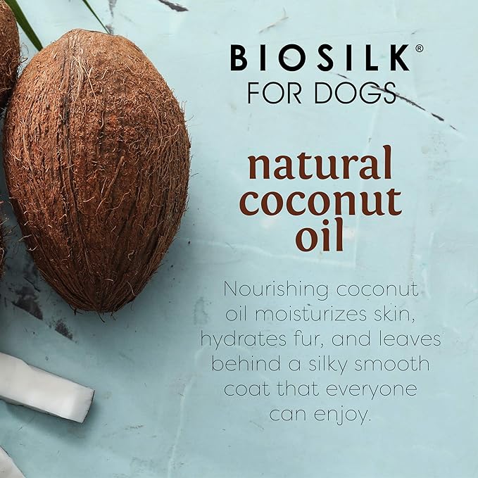 BioSilk for Dogs Silk Therapy Shampoo with Coconut Oil | Coconut Dog Shampoo Conditioning Detangling Spray for Pets | Dog Shampoo Spray with Natural Coconut Oil - 12 Pack