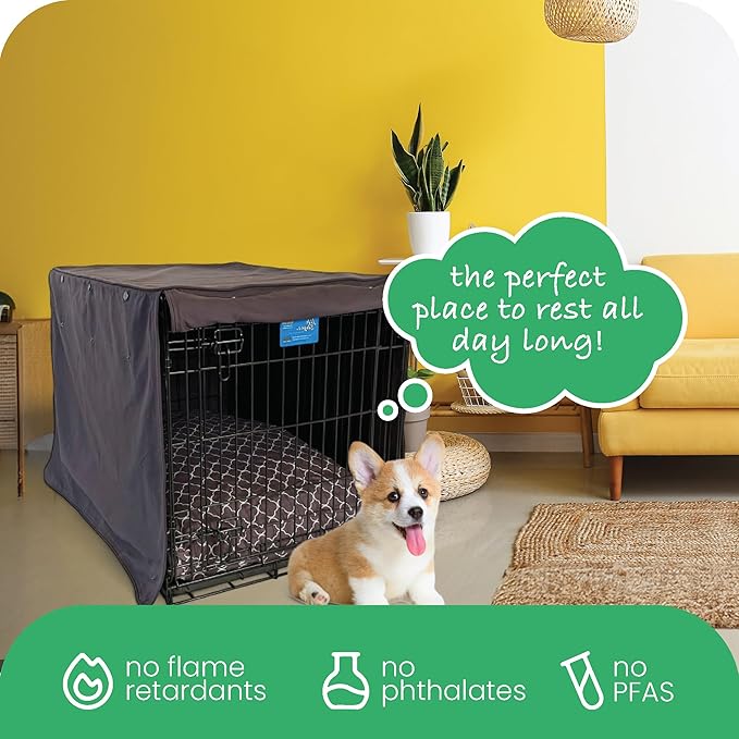 Molly Mutt I'm a Realist Dog Crate Cover, 100% Cotton Canvas Cover with 2 Roll-Up Panels, Ideal for Dog or Cat Crate, Durable, Washable, and Free of Harmful Chemicals, 24" x 18" x 21"