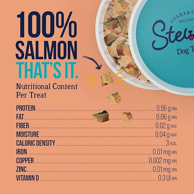 Stewart Single Ingredient Freeze Dried Raw Dog Treats, Wild Salmon, 9.5 Ounce, Approx. 190 Pieces per Resealable Tub, Training Treats or Meal Topper, High Protein, Grain Free, Gluten Free
