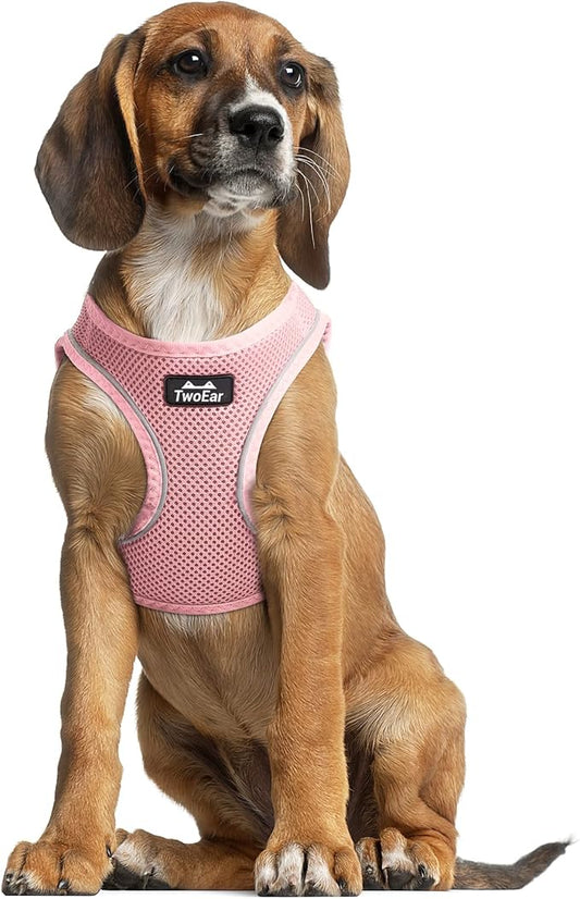 TwoEar Dog Vest Harness Reflective, No-Pull Pet Harness Easy Control with Breathable Mesh, Soft Puppy Step-in Harness No-Choke for Outdoor Walking, Training for Medium Dogs(M, Pink)
