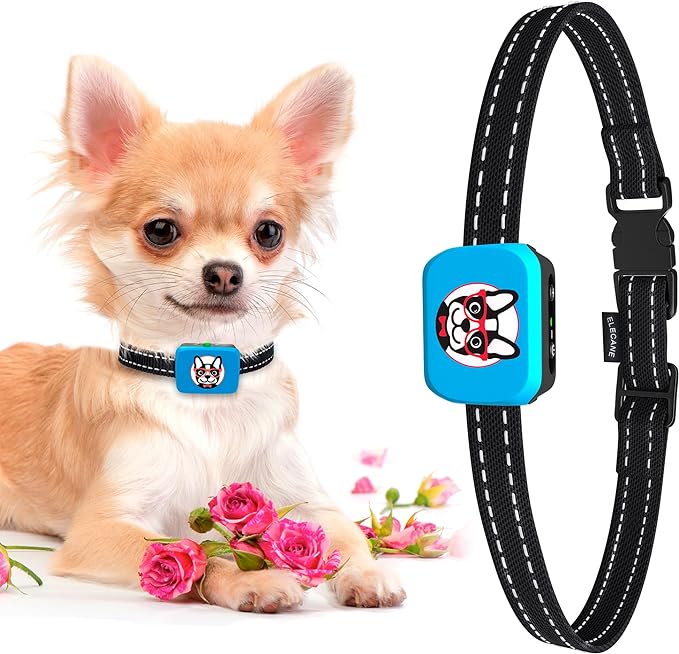 Small Dog Bark Collar Rechargeable - Smallest Bark Collar for Small Dogs 5-15lbs - Most Humane Stop Barking Collar - Dog Training No Shock Anti Bark Collar - Pet Bark Control Device (Blue)