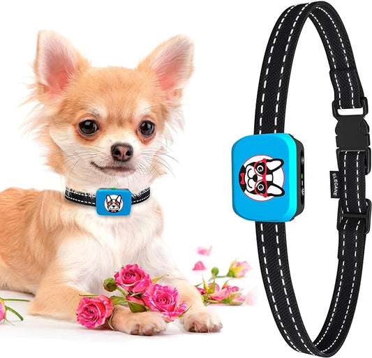 Small Dog Bark Collar Rechargeable - Smallest Bark Collar for Small Dogs 5-15lbs - Most Humane Stop Barking Collar - Dog Training No Shock Anti Bark Collar - Pet Bark Control Device (Blue)