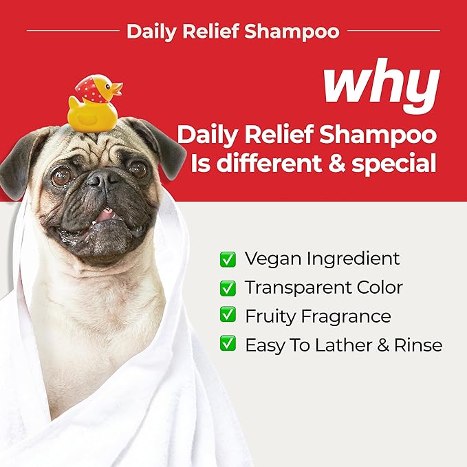 JAYU PET Daily Relief Shampoo - Vet Approved for Itchy Sensitive Skin, Natural Ingredients for Allergies. Moisturizing, Deodorizes Smelly Dogs, Best Odor Eliminating Dog Shampoo (10.1oz)