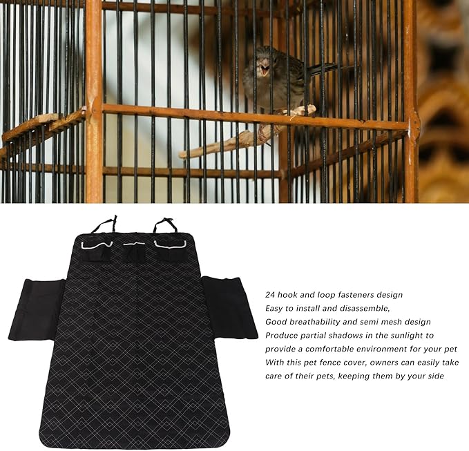 Pet Cage Cover, 8 Panel Rectangle Dog Playpen Mesh Top Cover Pet Cage Shade Security Protector for Outdoors Indoors