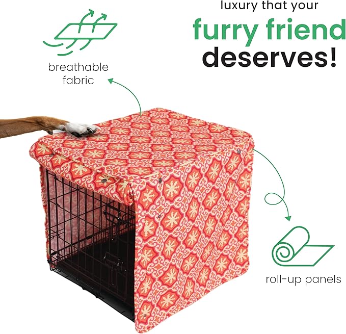 Molly Mutt Papillon Dog Crate Cover, 100% Cotton Canvas Cover with 2 Roll-Up Panels, Ideal for Dog or Cat Crate, Durable, Washable, and Free of Harmful Chemicals, 36" x 24" x 27"