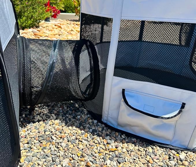 Animal Enclosure Playpen with Tunnel and Double Detachable Rooms - Extra Large and Extremely Sturdy