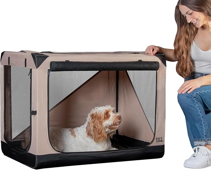 Pet Gear Insta-Fold Soft Crate for Dogs, 30", Ecru