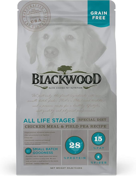 Blackwood Special Diet All Life Stages Dry Dog Food, 30Lb., Chicken Meal & Field Pea Recipe, with Superfood Ingredients, Grain Free Dog Food