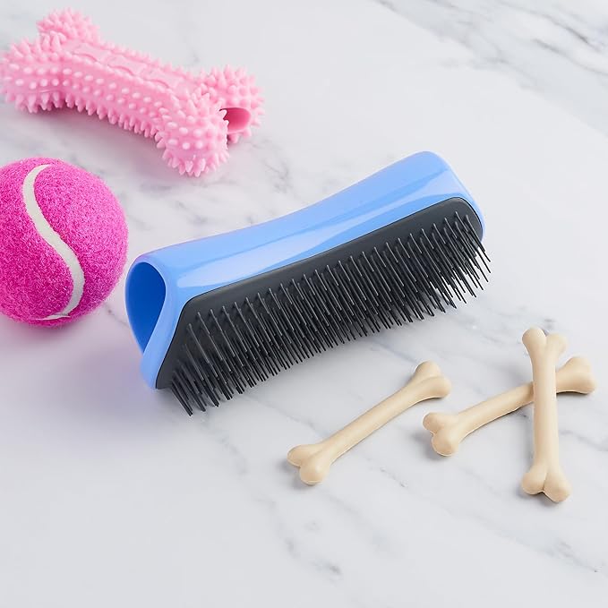 Pet Teezer by Tangle Teezer Detangling Dog Grooming Brush, Dry Brush or Dog Bath Brush for Wet or Dry Fur, Blue & Grey