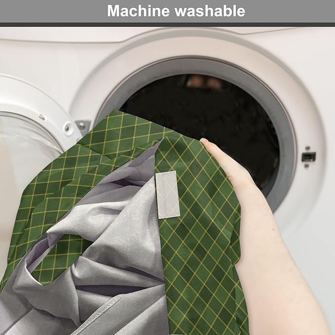 Lunarable Green Dog Crate Cover, Traditional Old Fashioned Argyle Pattern Retro Style Plaid, Easy to Use Pet Kennel Cover for Cats & Medium Dogs, 24 Inch, Forest Green Green