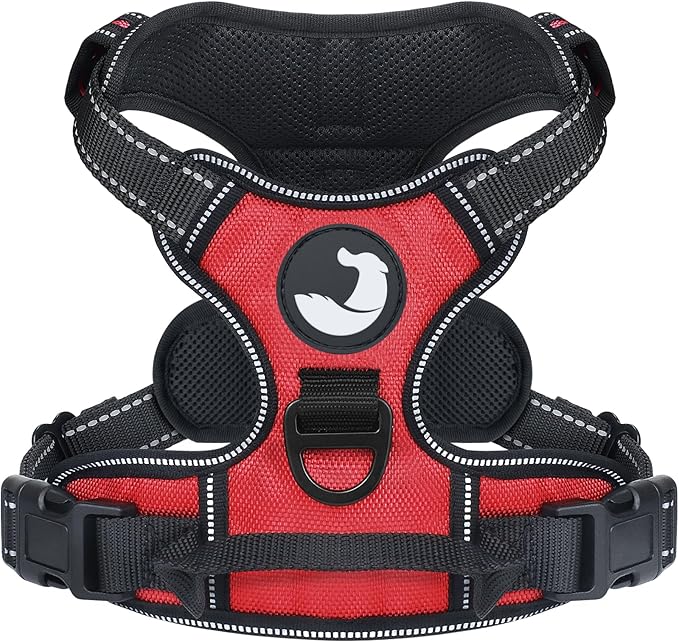 Joytale No Pull Dog Harness for Extra Large Dogs, Reflective Pet Vest with Front Clip, Adjustable Soft Padded Harnesses with Easy Control Handle for Training and Walking, Red, XL