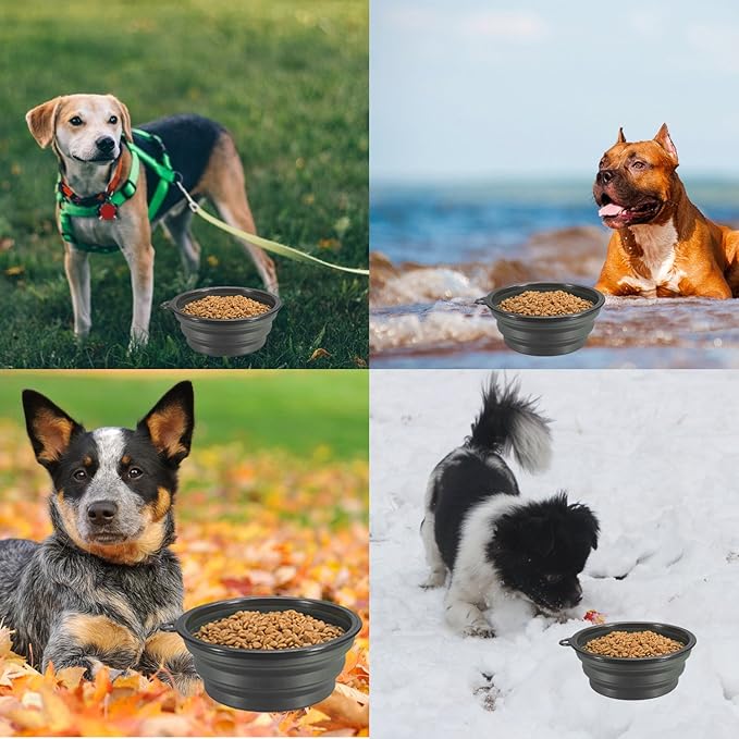 Collapsible Dog Bowls, 2-Pack Foldable Expandable Cup Dish for Pet Cat Hiking Food Water Feeding Dog Travel Bowl