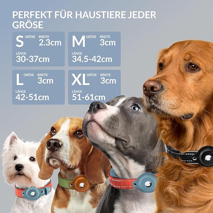 CollarDirect Airtag Dog Collar Reflective Nylon Neoprene Leather Holder for Apple Air Tag for Large, Medium, and Small Dogs (Black, XL, 20-24 Inch)