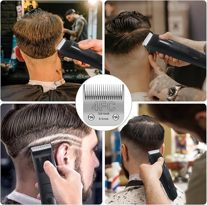 4FC Detachable Pet Clipper Replacement Blades Compatible with Andis/Oster A5/Wahl KM10 Series Dog Clipper,Made of Ceramic Blade & Stainless Steel Blade,Size 4FC Cut Length 3/8-Inch（2 Pack）