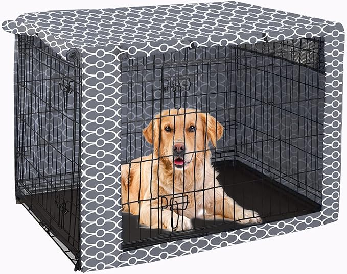 Pethiy Dog Crate Cover Durable Polyester Pet Kennel Cover Universal Fit for Wire Dog Crate - Fits Most 36 inch Dog Crates - Cover only-Gray-36