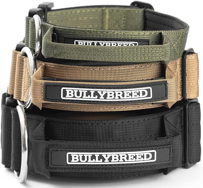 BULLYBREED Premium Dog Colar with Handle, Heavy Duty Dog Collar, Tactical Dog Collar, Quick-Release Metal Buckle, Thick Dog Collar, Dog Collar for Medium Dogs, Dog Collar for Large Dogs (Tan, M)