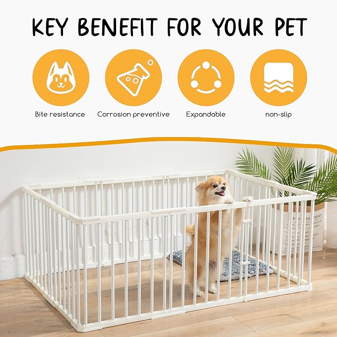 Pet Playpen Outdoor/Indoor, 28 inch Height Portable Dog Pen Dog Fence Exercise Pen with Doors for Dogs, Rabbits Kennel Crate Fence Tent Pet Puppy Playpen for Camping, RV,Yard(52*39*28 inch/10 Panels)
