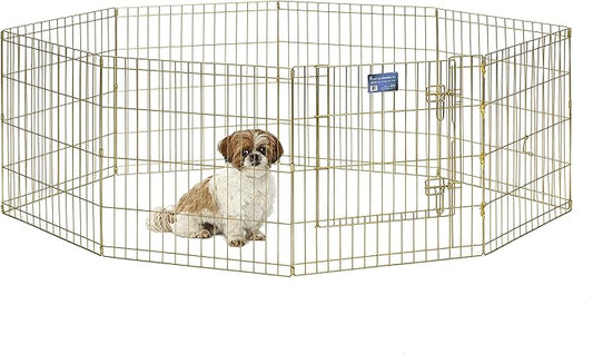 MidWest Homes for Pets Dog Exercise Pen & Playpen, 24" W x 24" H, No Door, Gold Zinc