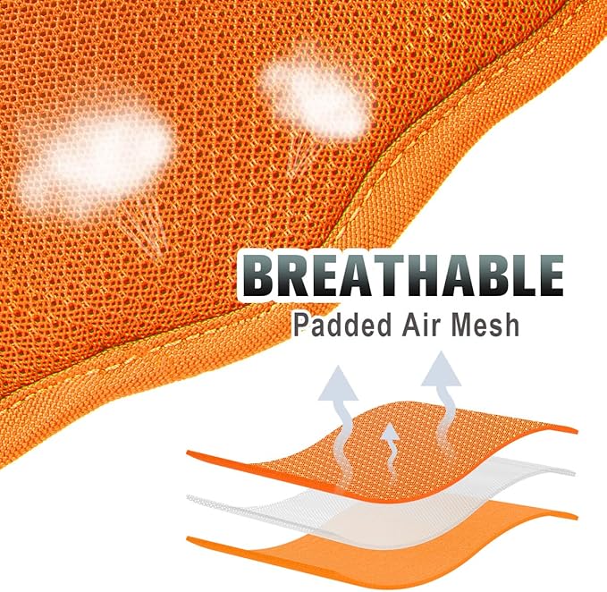 BARKBAY No Pull Dog Harness Large Reflective Dog Harness with Front Clip and Easy Control Handle for Walking Training Running with ID tag Pocket(Orange,L)