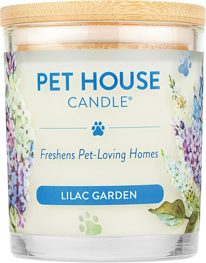 One Fur All Pet House Candle Plant-Based/Soy Candle - Clean Burning Scented Candles, Long Lasting Pet Odor Candle for Home - Lilac Garden