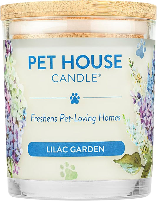 One Fur All Pet House Candle Plant-Based/Soy Candle - Clean Burning Scented Candles, Long Lasting Pet Odor Candle for Home - Lilac Garden